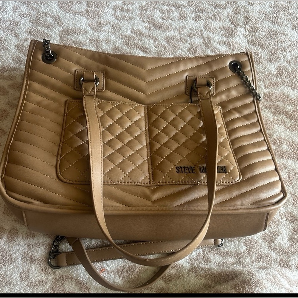 Steve Madden Brown Quilted Tote Bag